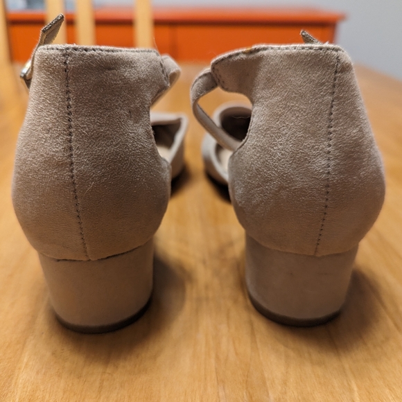 Wide Ankle Strap Heel |  Nude Suede | 8W - Picture 2 of 4